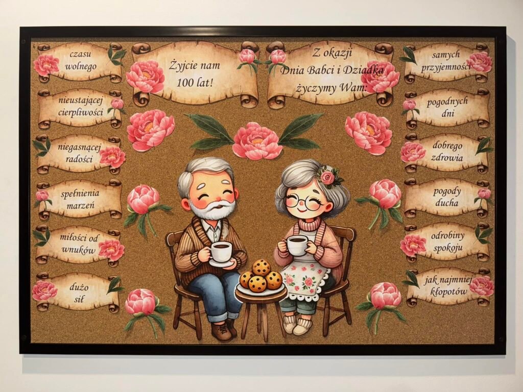 GAZETKA „ŻYCZENIA DLA BABCI I DZIADKA” - MOTYW PIWONII