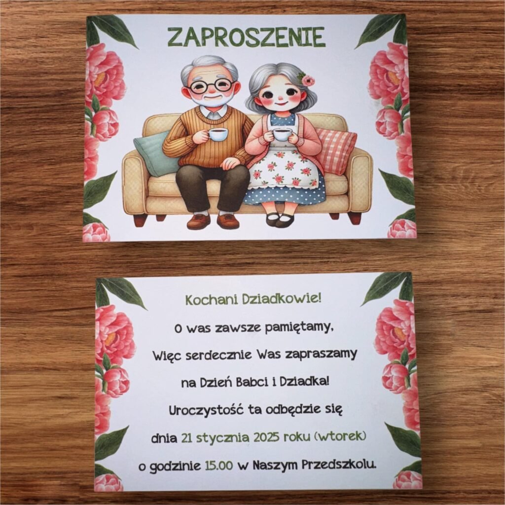 KOLOROWE ZAPROSZENIA NA DZIEŃ BABCI I DZIADKA