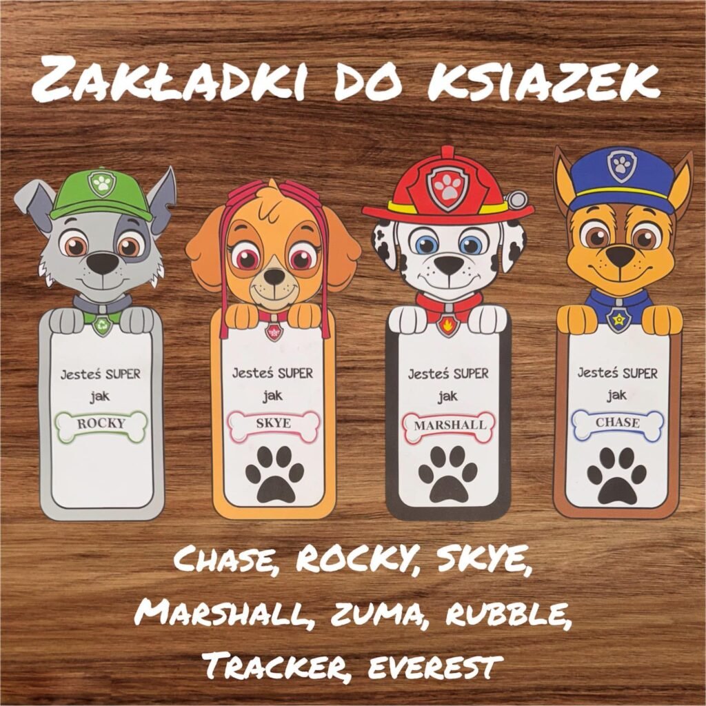 ZAKŁADKI NA DZIEŃ DZIECKA "PSI PATROL"